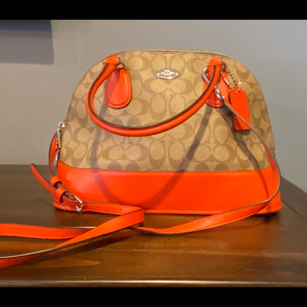 Coach tan & orange cross body